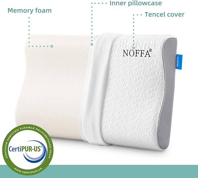 Cervical Neck Pillow, Soft Contour Memory Foam Pillow for Neck Support, Cervical Orthopedic Pillows for Sleeping, Ergonomic Bed Pillow for Side, Back and Stomach Sleepers, Washable Pillowcase