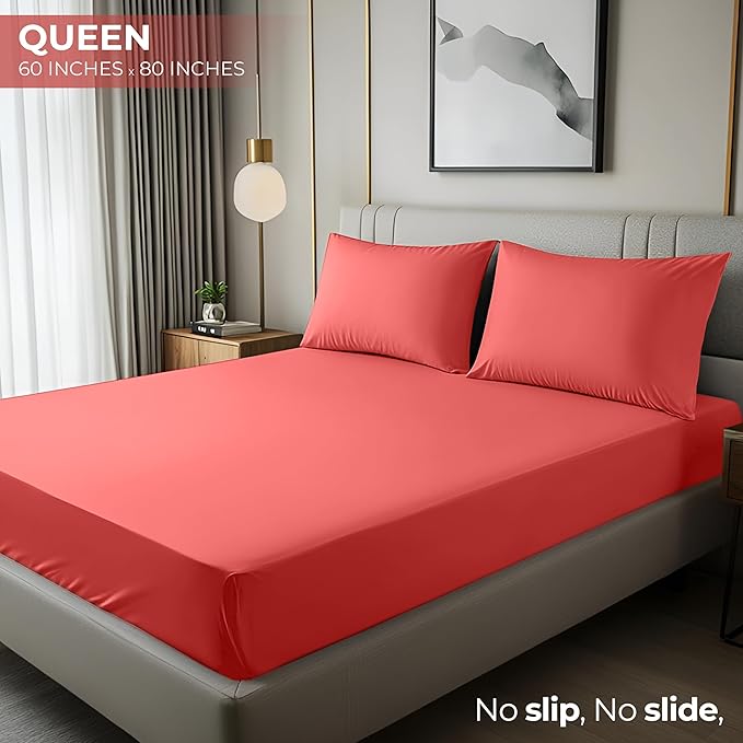 Utopia Bedding Queen Fitted Sheet - Bottom Sheet - Deep Pocket - Soft Microfiber - Shrinkage and Fade Resistant - Easy Care -1 Fitted Sheet Only (Coral)