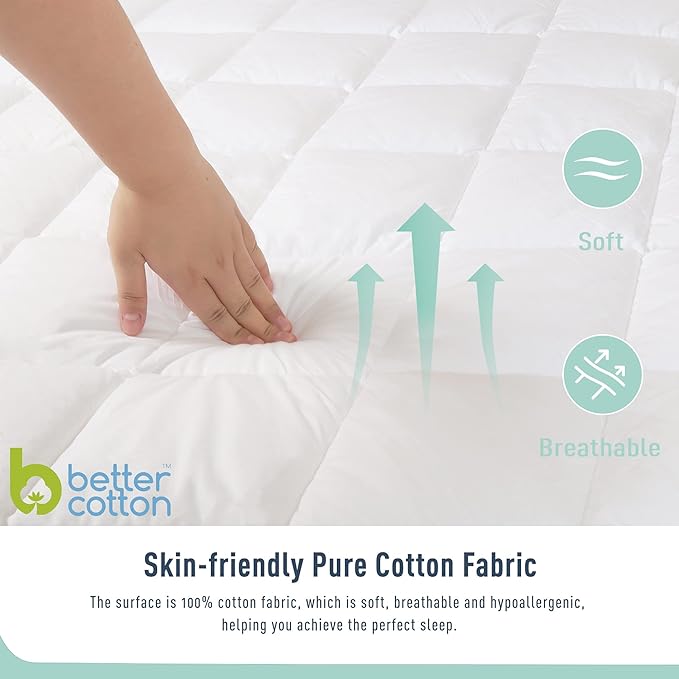 Twin XL Size Mattress Protector for College Dorm Waterproof Quilted Mattress Cover Cotton Mattress Pad Cover Extra Deep Pocket 18-22" Thin Version Hypoallergenic & Soft