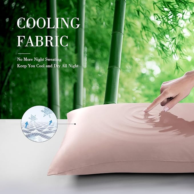 WishSmile Cooling King Pillow Cases Set of 2 Breathable Cool Silky Soft, Moisture Wicking for Hot Sleepers,Hair and Skin Friendly,Light Pink,2 Pack,20x36IN
