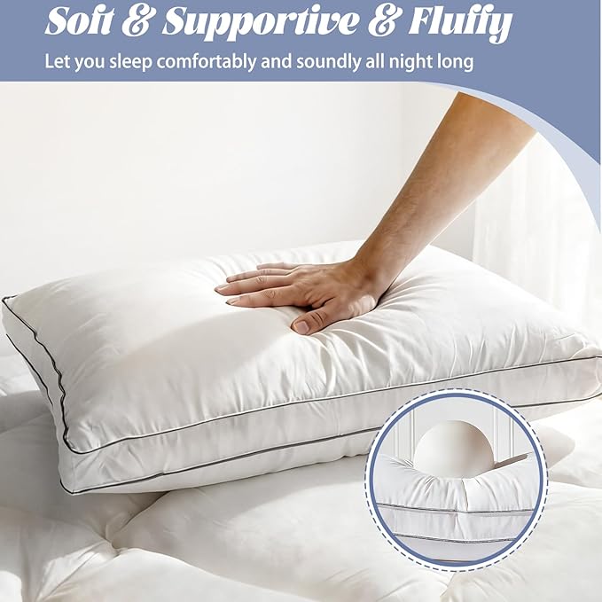 Luxury Goose Feather Down Pillow King Size Set of 2,Premium 3-Chamber Bed Pillows for Deep Sleep,900+ Fill Power,400 Count Cotton Shell,Hotel Quality Pillow for Side, Back Sleepers,19" x 35"