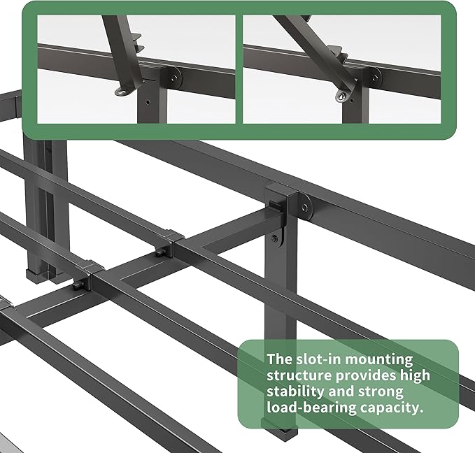 NKZ 20 Inch Metal Platform Bed Frame, Queen Size Bed Frame with Round Corner Legs, 3,500 lbs Heavy Duty Steel Slats Support, No Box Spring Needed, Easy Assembly, Noise Free