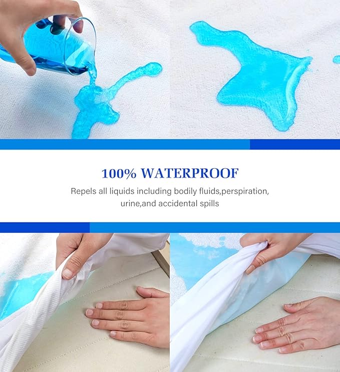 2 Pack Full Size Mattress Protector Waterproof Mattress Protector Full Mattress Pad Cover Noiseless, Soft Breathable Terry for Pets Kids Adults 54" x 75"