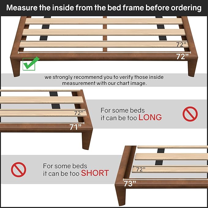 Greaton, 0.68-Inch Heavy Duty Horizontal Wooden Bunkie Board/Bed Slats, California King, Beige