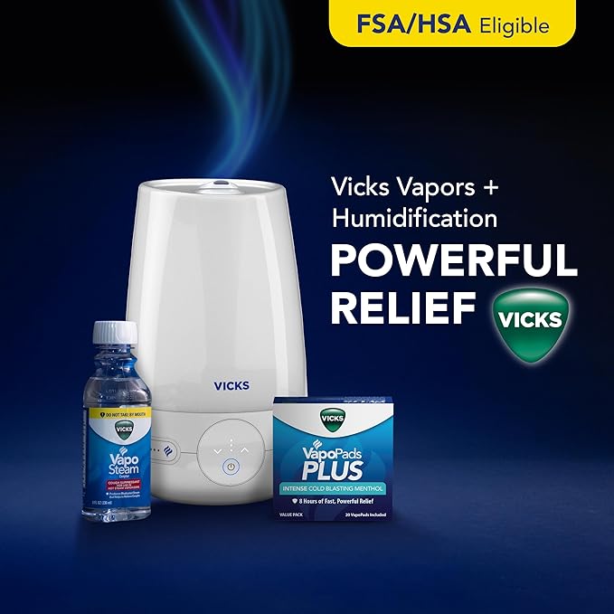 Vicks VapoPads Plus with Intense Cold Blasting Menthol - Vapor Pads Refill for Vicks Humidifiers and Steam Inhalers, Scent Pads for Congestion Relief, 20-Pack, Box Color May Vary