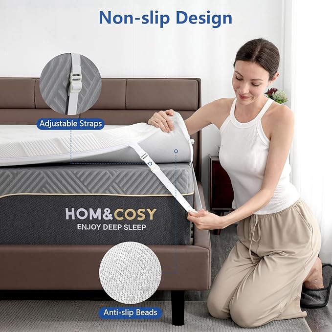 Extra Firm Mattress Topper Short Queen Size 3 Inch,Premium Cooling Gel+Bamboo High Density Mattress Topper with Removable Silk Cover, Bed Topper for Pain Relief,CertiPUR-US,74'' x 59''