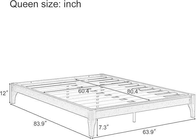 Merax King Size Bamboo Platform Bed, Mid-Century Modern Bed Frame with Wood Slat Support, No Box Spring Needed, Easy Tool-Free Assembly, Natural