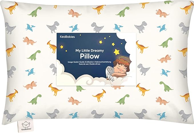 Toddler Pillow with Pillowcase - 13x18 My Little Dreamy Kids Travel Bed Pillows for Sleeping, Organic Cotton Small Pillowcase, Soft & Breathable, Machine Washable, Toddlers 2-5 years old (Roarsome)