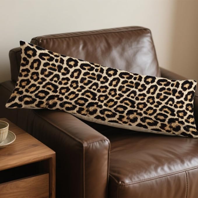Cheetah Print 20x54 Body Pillow Cover, Leopard Room Decor, Y2k Wild Animal Cheetah Print Decorative Long Body Pillow Cases for Girls Bedroom Dorm Apartment Bed Couch
