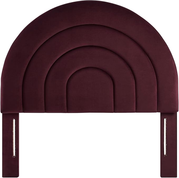 Modway Solana Soft Arch Shaped Round Twin Headboard in Mulberry – Upholstered Headboard – Stain-Resistant Performance Velvet Headboard for Twin Beds