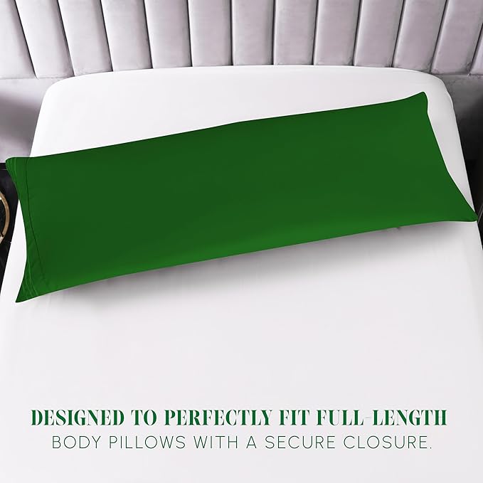 Elegant Comfort Luxury Ultra-Soft 1-Piece Pillowcase Set - 1500 Premium Hotel Quality Microfiber Double Brushed - Wrinkle Resistant, Body Pillowcase Size, Hunter Green