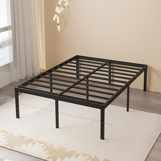Maenizi Full Size Bed Frame No Box Spring Needed, 20 Inch Heavy Duty Metal Platform Bed Frame Full Support Up to 3000 lbs, Easy Assembly, Noise Free, Black