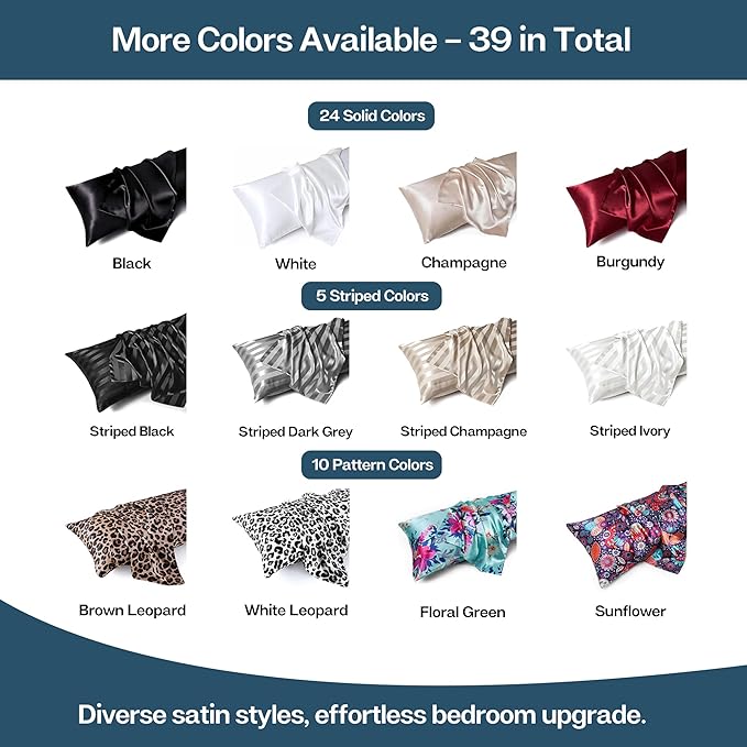 MR&HM Satin Body Pillow Cover, Soft and Breathable Body Pillow Case with Envelope Closure, Cooling and Silky Long Pillowcase for Hair and Skin,Grey (20x54, Teal)