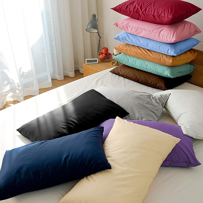 FLXXIE King Pillow Cases Set of 2, Soft Microfiber Pillow Covers with Envelope Closure, Wrinkle, Fade and Stain Resistant Pillowcases, 20x36, Wine Red