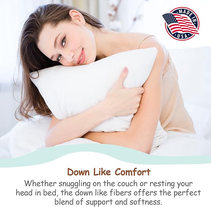 Pillowflex Synthetic Down Pillow Insert - 14x20 Down Alternative Pillow, Ultra Soft, Small Rectangle, Lumbar, Travel, Neck, Sleeping Pillow - 1 Decorative Pillow Form
