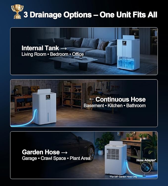 Landeagle 3500 Sq. Ft Dehumidifiers for Home, Basement, Max 40 Pint/Day Dehumidifier with Drain Hose, Large Compressor Dehumidifier with Humidity Control, 24H Timer & Child Lock, for Bedroom, Bathroom