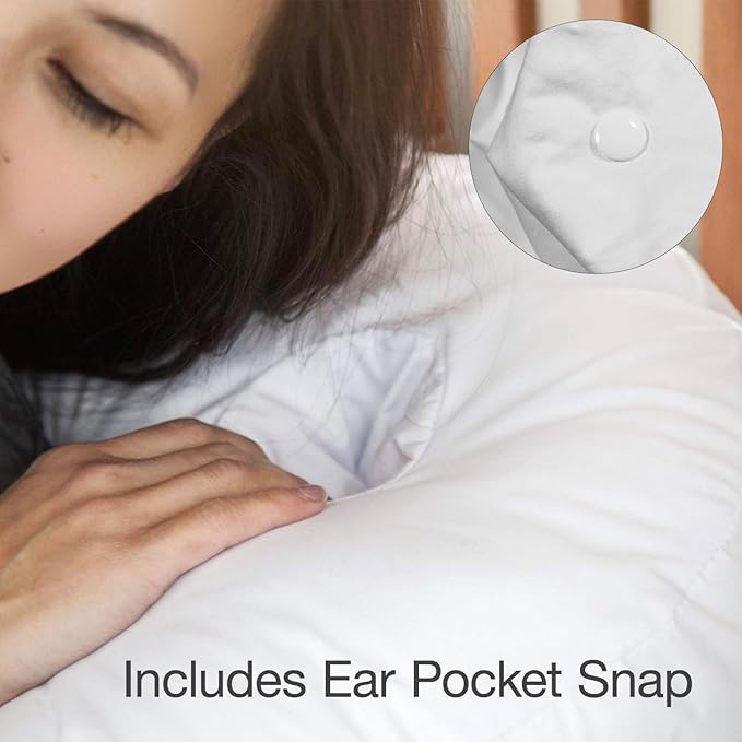 DMI Protective Pillowcase for the Side Sleeper Pillow, Extends Product Life of Pillow, Protects Against Moisture & Stains, Zipper & Snap Enclosure, White