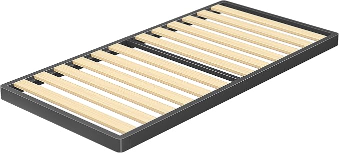 VIPSHOW 2 Inch Wood Slat Twin XL Box Spring with Round Corners - 3000 lbs Capacity, Low Profile Bed Slat Replacement Bunkie Board with Metal Frame, Noise-Free, Easy Assemble, Black