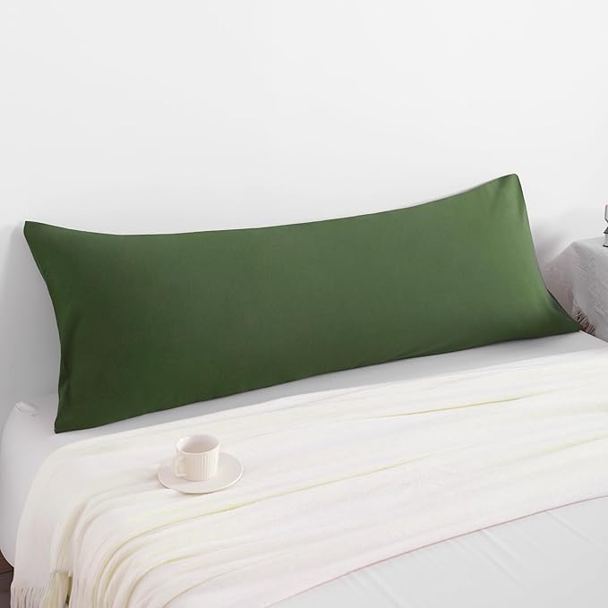 NTBAY Body Pillowcase - Brushed Microfiber 20x54 Pillowcase - Soft, Wrinkle-Free, Fade-Resistant, Stain-Resistant, Olive Green Body Pillow Cover with Envelope Closure - 20x54 Inches, Olive Green