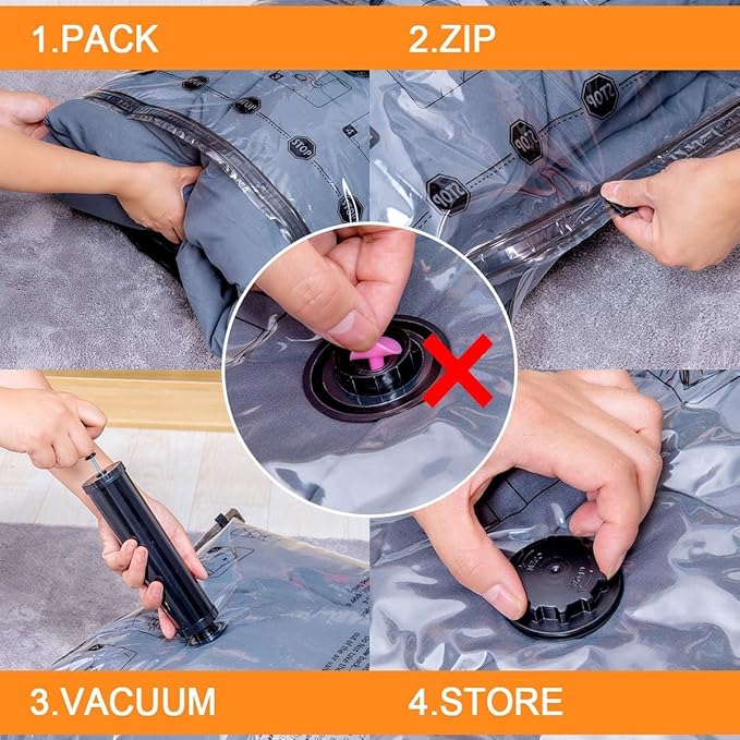 GONGSHI Vacuum Storage Bags, Space Saver Seal Bags For Clothing, Travel Luggage,Blankets, Comforters, Pillows, Clothes Storage.10 Small
