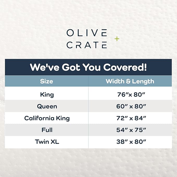 Olive + Crate 100% Viscose Bamboo Mattress Protector - Eco-Conscious Cooling Mattress Cover - Waterproof Hypoallergenic Protection - Breathable Full Size Shield Against Dust & Spills