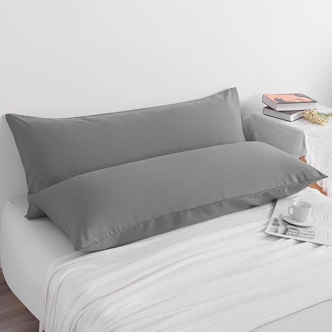 NTBAY 2-Piece Body Pillowcase Set, 20x54 inches, Smoke Grey, Microfiber, Wrinkle-Free, Fade-Resistant, Envelope Closure