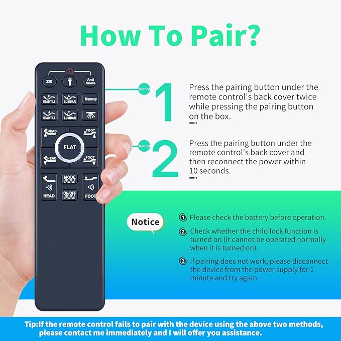 Replacement Remote Control for Sven & Son/EGOHOME/Richmat/Beverly Adjustable Bed Base Compatible with Model HJH89 with Foot,Head & Lumbar Set Mode