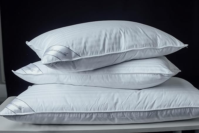 Goose Down Feather Soft Pillows One Pillow 100% Cotton Supportive Bed Pillow Stripe White Color King Size 20x36 inch