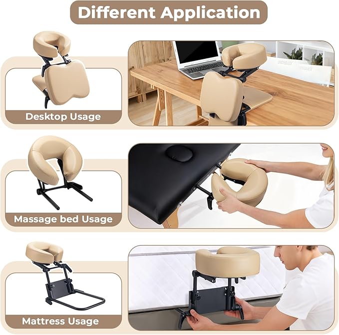 Luxurious 3 in 1 Multipurpose Massage Face Cradle & Cushion for Home Mattress, SPA Table & Desktop, Foldable Adjustable Massage Table Head Rest Face Down Pillow for Bed at Home, Office Siesta Artifact