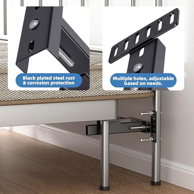 Adjustable Headboard Brackets for Metal Bed Frame with Footboard Extension Kit - Universal Heavy Duty Headboard Mounting Brackets Fit Twin, Full, Queen, King Size Beds, 2 Pack Matte Black