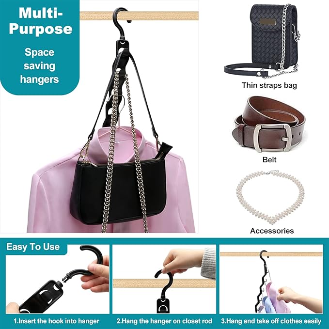 Closet Organizers and Storage,Upgraded Organization and Storage Clothes Hanger,12 Pack College Dorm Room Essentials,Sturdy Closet Organizer Home Essentials Space Saving Hangers for Thick Clothe