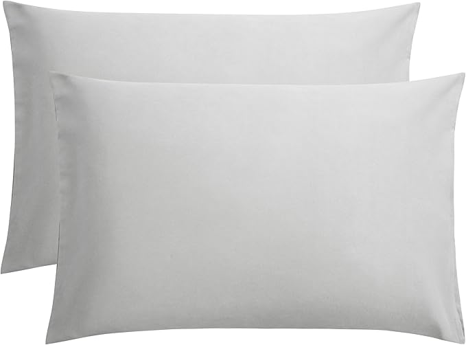 FLXXIE Pillow Cases Queen, Soft Microfiber Pillow Covers with Envelope Closure, Wrinkle Resistant Pillowcases, 2 Piece Set, 20x30, Light Grey