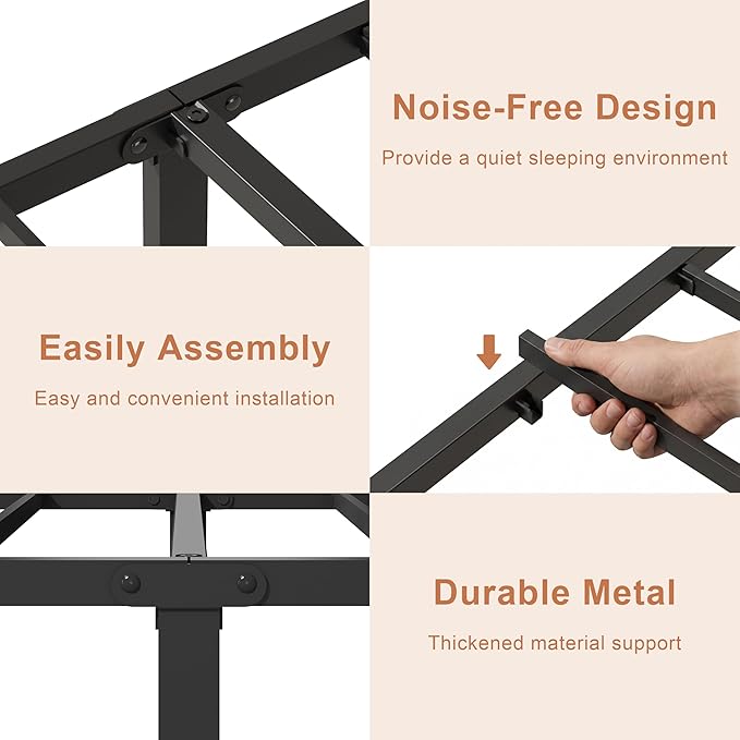 OSASET 14 inch Twin Bed Frame -Platform Bed Frame with Headbroad Metal Bed Frame No Box Spring Noise Free Easy Assembly