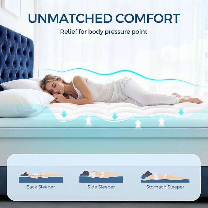 Premium Dual Layer 4 Inch Memory Foam Mattress Topper, 2 Inch Gel Memory Foam and 2 Inch Pillow Top Mattress Pad Cover for Back Pain, Extra Thick Comfort Support（California King 72"x84"）