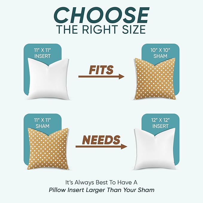 Pillowflex Synthetic Down Pillow Insert - 11x11 Down Alternative, Ultra Soft, Small Sham Bed Sleeping Pillow - 1 Decorative Accent Form