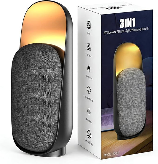 Sound Machine Night Light White Noise Machine with BT Speaker,6 Soothing Sounds,White Noise Sound Machine with Convenient Timer Options,for Baby Kids Adult Home Office Travel