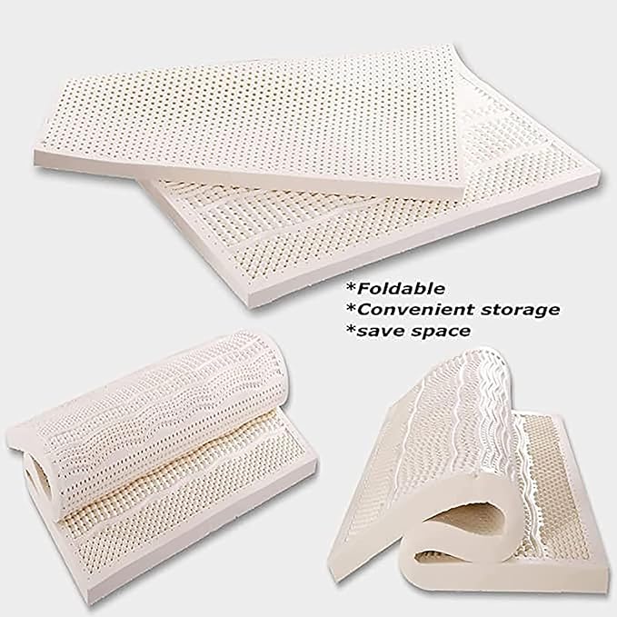 100% Natural Latex Mattress, Thick Soft Mattress Topper Portable Relieves Pressure, Organic Latex Mattress Cover,2in,135x190cm(53x75in)
