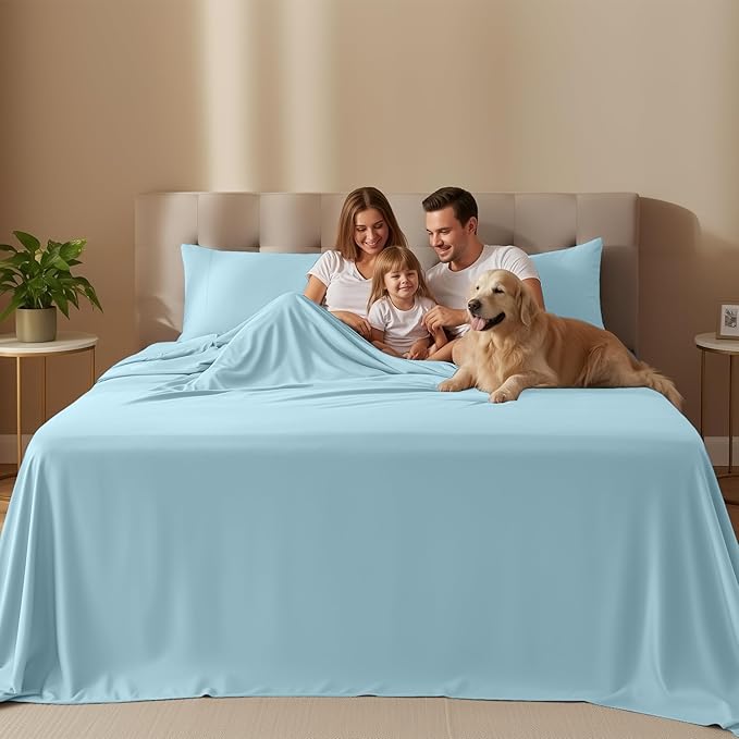 Utopia Bedding Full Size Sheet Set – 4 Piece Bed Sheets, Soft and Breathable Microfiber, Includes 1 Fitted Sheet, 1 Flat Sheet and 2 Pillowcases – Oeko Tex (Ice Blue)