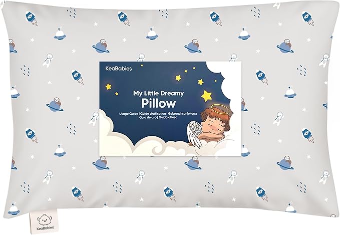 Toddler Pillow with Pillowcase - 13x18 My Little Dreamy Kids Travel Bed Pillows for Sleeping, Organic Cotton Small Pillowcase, Soft & Breathable, Machine Washable, Toddlers 2-5 years old (Cosmo)