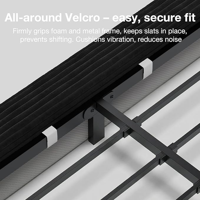 Novilla King Size Bed Frame, Plush CloudSoft Bed, Corduroy Upholstered Platform Bed Frame with Headboard, Easy Assembly, No Box Spring Needed, Modern Soft Bed Frame, Black