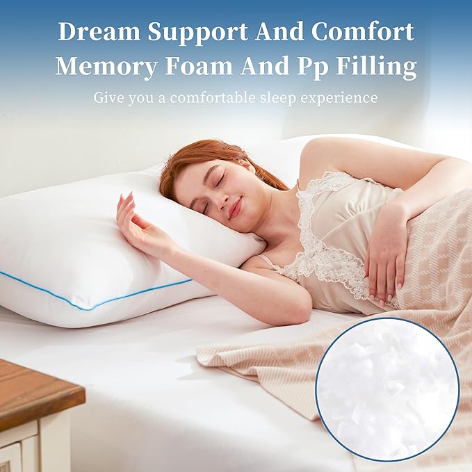 YZ HOME Memory Foam Body Pillow Insert - Full Body Pillow for Adults - Soft Large Long Bed Pillow for Side Sleeper (White, 20 Inchx54 Inch)