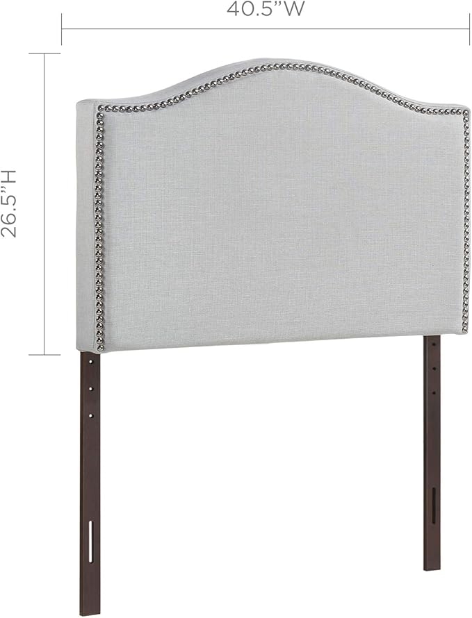 Modway Curl Linen Fabric Upholstered Twin Headboard with Nailhead Trim and Curved Shape in Gray,MOD-5209-GRY,Sky Gray