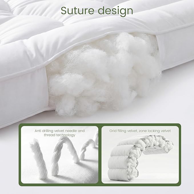 Mattress Topper,3 Inch Hybrid Filling for Balanced Sleep,Twin Size Mattress Topper with Breathable Cover,Extra Thick Universal Fit for Bedrooms,Guest Rooms & RVs