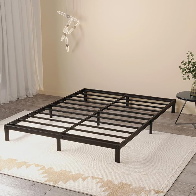 Maenizi 8 Inch Cal King Bed Frame No Box Spring Needed, Heavy Duty California King Metal Platform Support Up to 3000 lbs with Steel Slat, Easy Assembly, Noise Free, Black