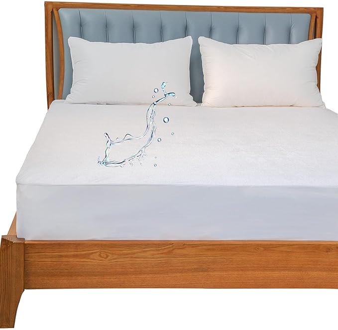 Kingnex Queen Size Mattress Protector Waterproof Soft Soft Bamboo Viscose Terry Matressprotector Quiet Breathable Fitted Matress Cover