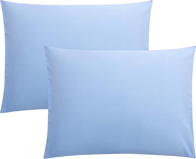 FLXXIE Pillow Cases Standard Size, Soft Microfiber Pillow Covers with Envelope Closure, Wrinkle, Stain Resistant Pillowcases, 2 Piece Set, 20x26, Sky Blue