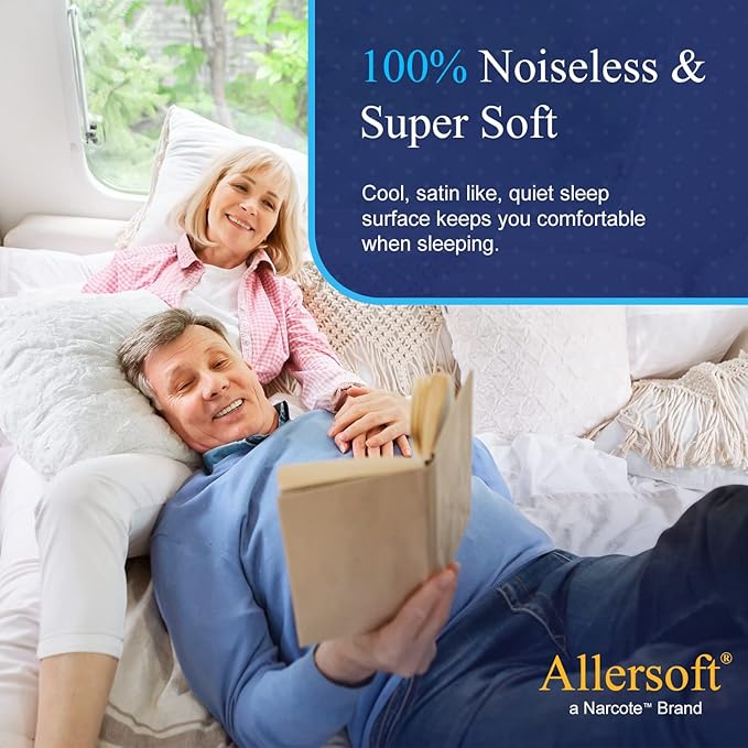 RV 6 Sided Zippered Mattress Protector with Secure Locking Zipper for 60x80 Queen. Creates a Natural Seal Around Your Mattress from Dust, Pet Dander, Pollen, Liquids & More. Oeko-Tex Certified
