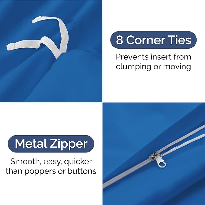 Duvet Cover Cal King Size Set - Extra Soft Cal King Duvet Cover 104" x 98" with 2 Pillow Shams - Hotel Luxury, Easy Care & Fade Free w/ Zipper Closures & Ties - Comfy, Cozy & Breathable (Royal Blue)