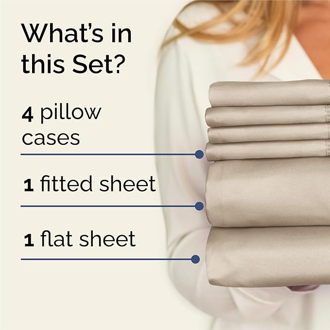 King 6 Piece Sheet Set - Comfy, Breathable & Cooling - Soft Hotel Luxury Bedding for Women, Men, Kids, Teens & Children - 1 Flat & 1 Fitted Sheet & 4 Pillowcases w/ Deep Pockets - Wrinkle Free - Cream