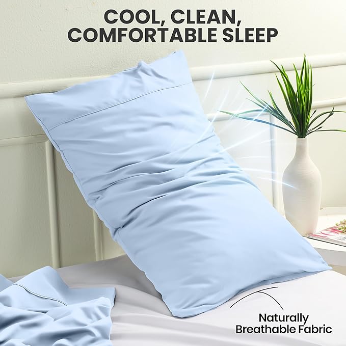 Utopia Bedding Pillow Cases Standard Size 2-Pack – Soft Brushed Microfiber – Envelope Closure – Perfect for Hospitals, Hotels, Guest Rooms – Oeko-TEX Certified, 20x26 Inches (Ice Blue)